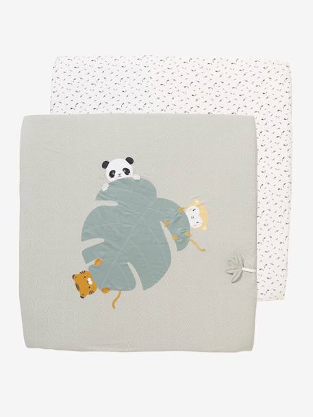 Lot de 2 housses pour fond de parc Hérissons+vert et blanc - vertbaudet enfant 