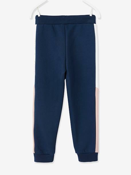 Pantalon jogging fille avec bandes côtés bleu foncé+gris+gris chiné - vertbaudet enfant 