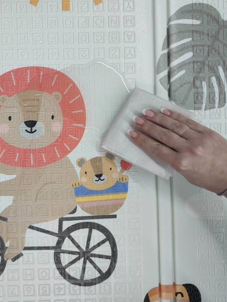 Tapis Mousse - BEIGE CLAIR UNI AVEC DECOR+GRIS CLAIR UNI AVEC DECOR - vertbaudet enfant 