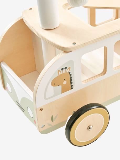 Porteur bus à doudous HANOÏ en bois FSC® BLANC MOYEN UNI AVEC DECOR - vertbaudet enfant 