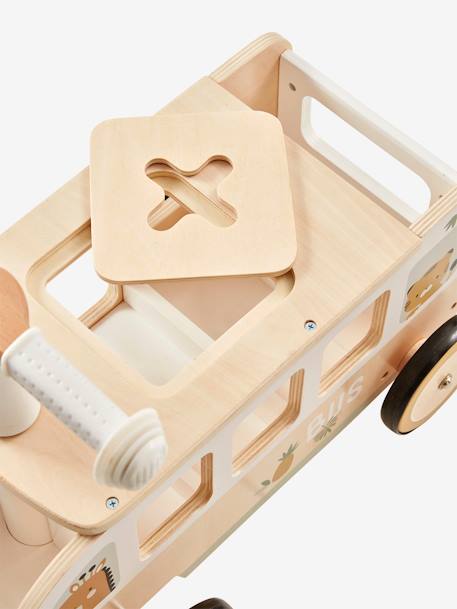 Porteur bus à doudous HANOÏ en bois FSC® BLANC MOYEN UNI AVEC DECOR - vertbaudet enfant 