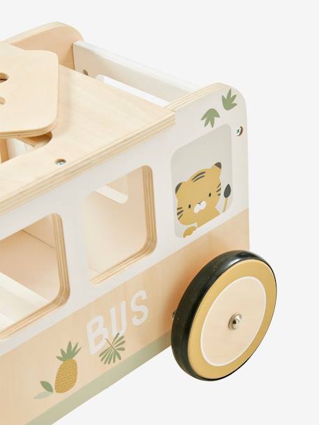 Porteur bus à doudous HANOÏ en bois FSC® BLANC MOYEN UNI AVEC DECOR - vertbaudet enfant 