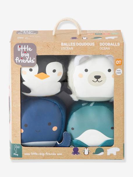 Les Dooballs - Set de 4 Balles doudous - MULTICOLORE+MULTICOLORE+vert - vertbaudet enfant 
