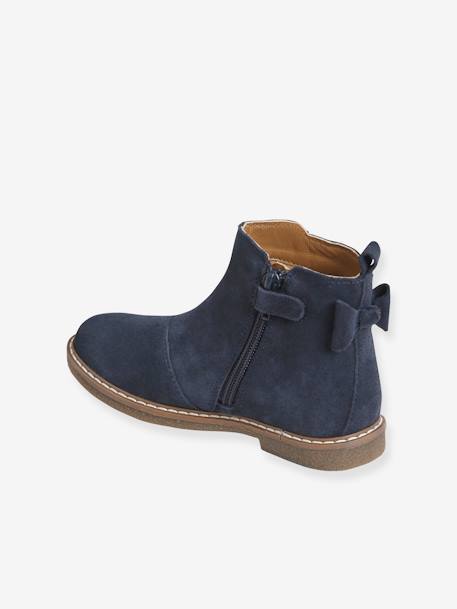 Boots enfant fille cuir zippées camel+marine+noir imprimé - vertbaudet enfant 