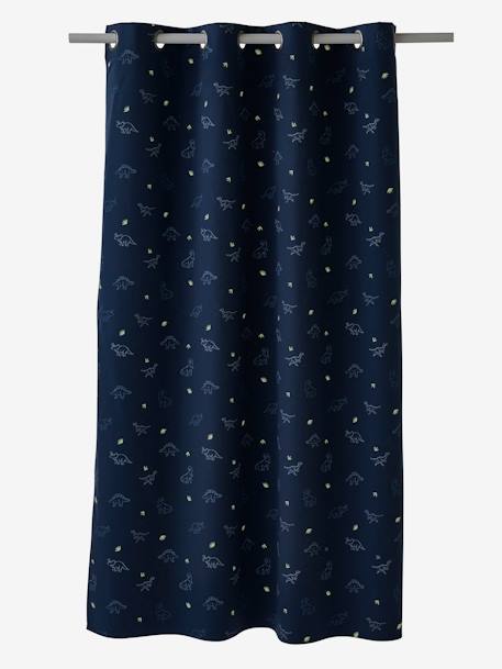 Rideau à oeillets occultant phosphorescent Dinosaure bleu - vertbaudet enfant 