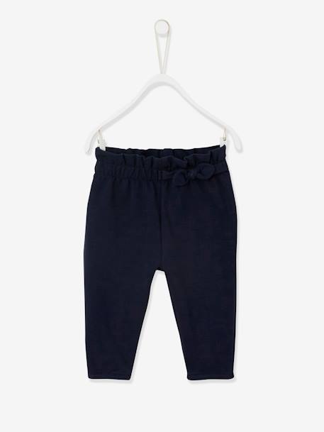 Molton babybroek met elastische taille flesgroen+inkt+rozen - vertbaudet enfant 