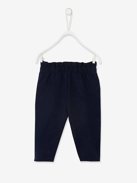 Molton babybroek met elastische taille flesgroen+inkt+rozen - vertbaudet enfant 
