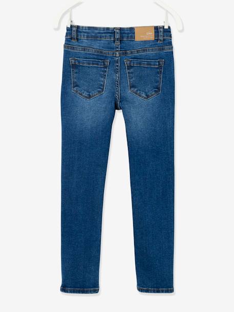 Jean slim MorphologiK 'waterless' fille tour de hanches LARGE avec usures BLEU FONCE DELAVE+Brut+denim black+DENIM GREY - vertbaudet enfant 