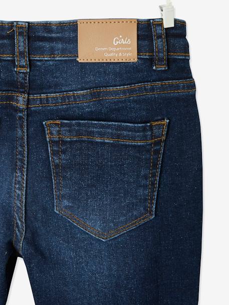 Jean slim MorphologiK 'waterless' fille tour de hanches LARGE avec usures BLEU FONCE DELAVE+Brut+denim black+DENIM GREY - vertbaudet enfant 