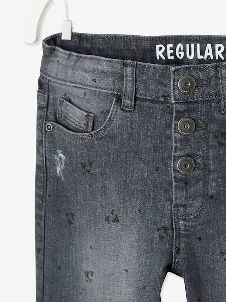 Jean droit détails usés fille double stone+gris - vertbaudet enfant 