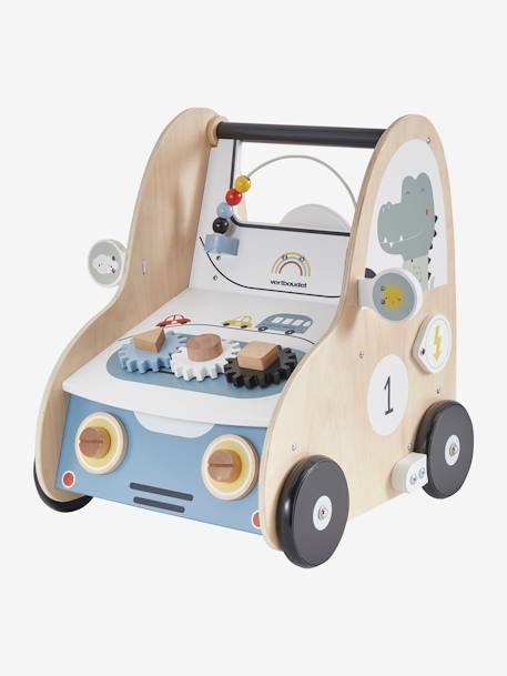 Chariot de marche avec freins EN VOITURE SIMON en bois FSC® multicolore - vertbaudet enfant 