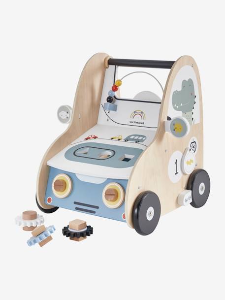 Loopwagen met autoremmen, gemaakt van FSC®-hout meerkleurig - vertbaudet enfant 