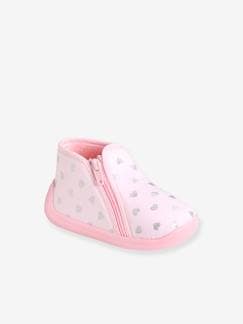 Schoenen-Baby schoenen 17-26-Slofjes-Meisjespantoffels met rits, gemaakt in Frankrijk