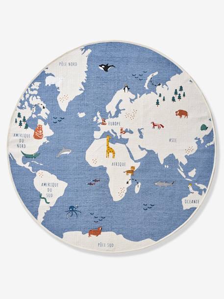 Rond tapijt Wereldkaart blauw/meerkleurig - vertbaudet enfant 