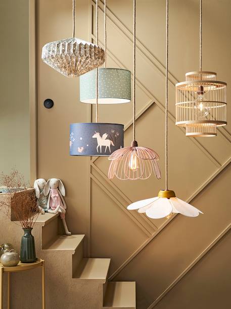 Abat-jour pour suspension en métal Fleur or+rose - vertbaudet enfant 