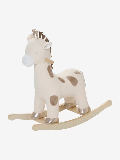 Girafe à bascule en bois FSC® ROSE MOYEN UNI AVEC DECOR - vertbaudet enfant 
