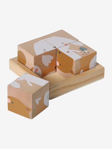 Puzzles de 4 cubes bébés animaux Jeu jouet en bois Enfant 2 ans - Un jeux  des jouets
