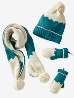 Meisje-Meisjesset met muts + sjaal + wanten/vingerhandschoentjes Oeko Tex®