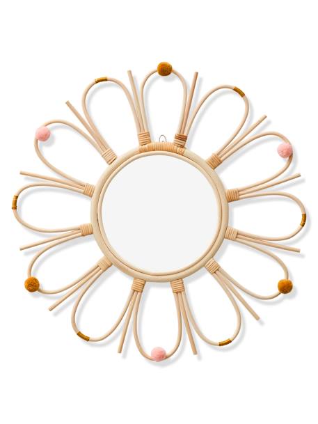 Miroir en rotin à pompons Sunshine Naturel - vertbaudet enfant 