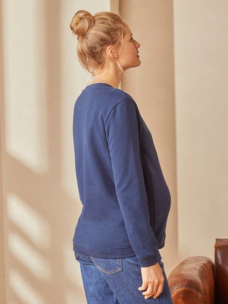 Fleece sweatshirt met tekst over zwangerschap en borstvoeding inkt - vertbaudet enfant 