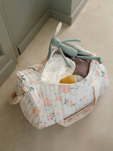 Sac à langer Baby Roll en gaze de coton eau de rose+ivoire imprimé - vertbaudet enfant 