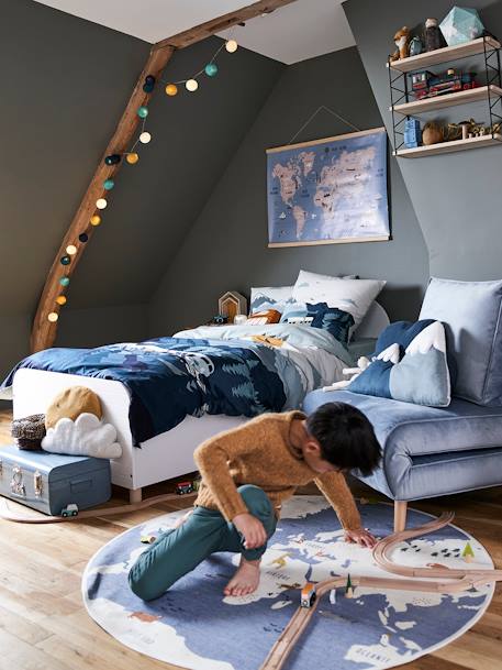 Parure housse de couette enfant et taie d'oreiller SUR LES RAILS vert - vertbaudet enfant 