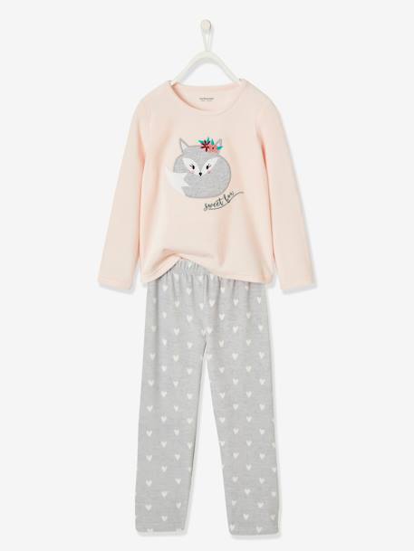 Pyjama fille velours renard ROSE CLAIR - vertbaudet enfant 