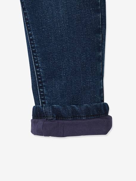 Gevoerde jeans met rechte pasvorm, eenvoudig aan te trekken denim blue black+DENIM DONKERGRIJS - vertbaudet enfant 