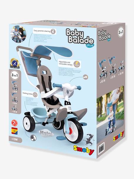 Tricycle Baby Balade plus - SMOBY BLEU CIEL+ROSE - vertbaudet enfant 