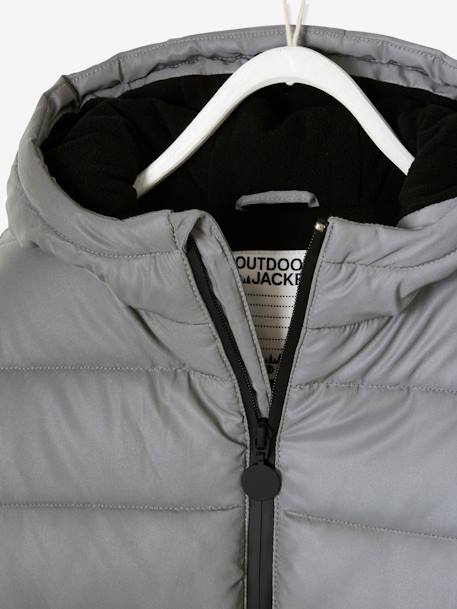 Doudoune à capuche doublée polaire garçon effet réfléchissant Gris+marine - vertbaudet enfant 