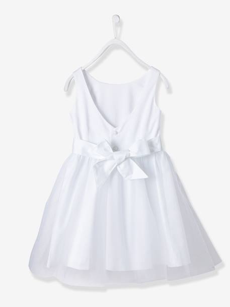 Robe cérémonie fille satin et tulle BEIGE POUDRE+BLANC+bleu ciel - vertbaudet enfant 