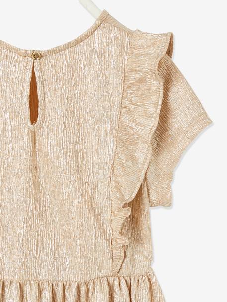 Robe de fête fille tissu lamé fantaisie beige irisé - vertbaudet enfant 