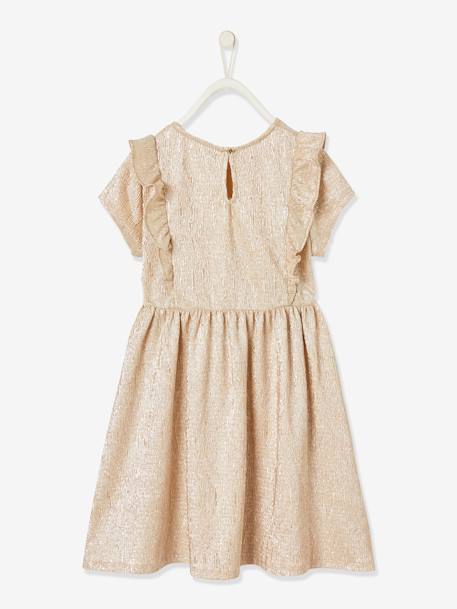 Robe de fête fille tissu lamé fantaisie beige irisé - vertbaudet enfant 