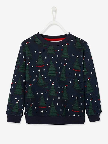 Kerstsweater voor jongens met leuke print marine - vertbaudet enfant 