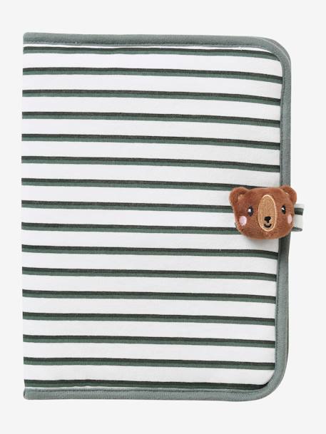 Protège carnet de santé imprimé coeurs+rayé green forest - vertbaudet enfant 