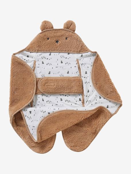 Plaid chancelière bébé en peluche, doublé jersey ivoire+ourson - vertbaudet enfant 