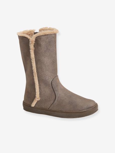 Bottes fourrées fille taupe irisé - vertbaudet enfant 