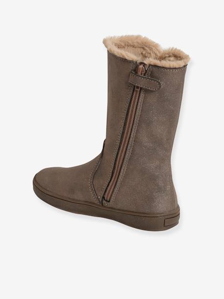 Bottes fourrées fille taupe irisé - vertbaudet enfant 