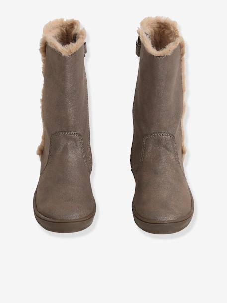 Bottes fourrées fille taupe irisé - vertbaudet enfant 