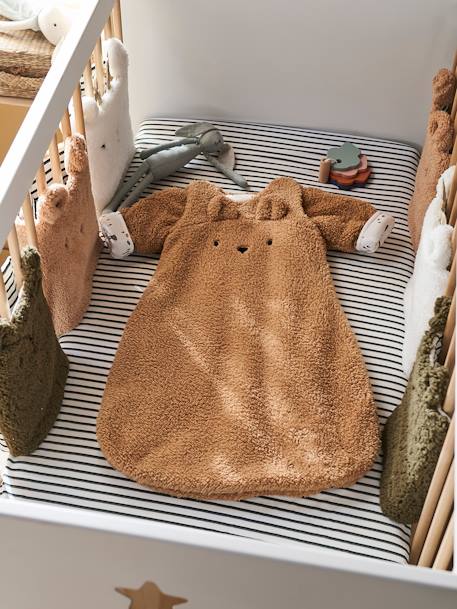 Gigoteuse hiver manches amovibles en polaire Ours GREEN FOREST beige foncé+écru - vertbaudet enfant 