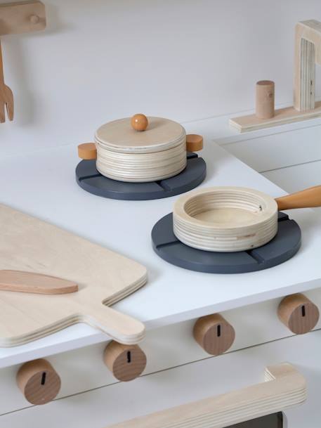 Cuisine en bois FSC® équipée avec rideau framboise+multicolore - vertbaudet enfant 