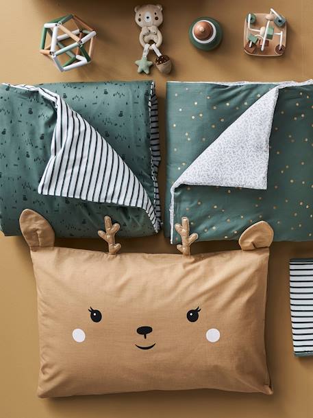 Kussensloop met hert voor baby GREEN FOREST Oeko-Tex® beige - vertbaudet enfant 