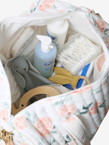 Sac à langer Baby Roll en gaze de coton eau de rose+ivoire imprimé - vertbaudet enfant 