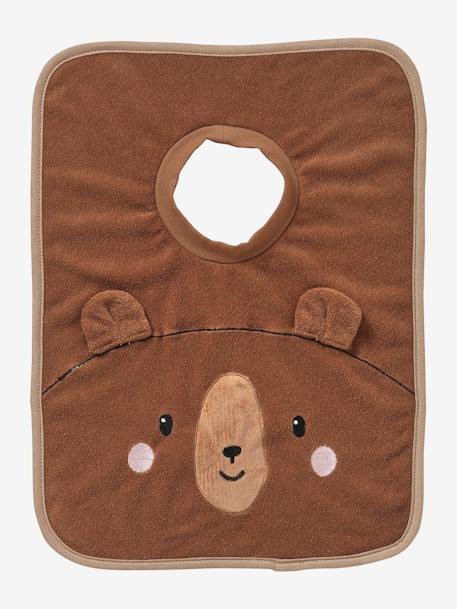 Grand bavoir à enfiler bois de rose+écru+ourson+tigre+vert - vertbaudet enfant 