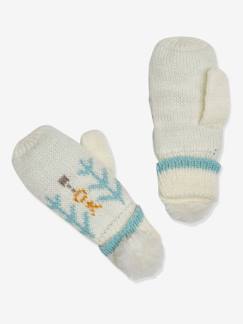 Meisje-Accessoires-Gebreide handschonen van jacquard en pompon van imitatiebont Oeko Tex®.
