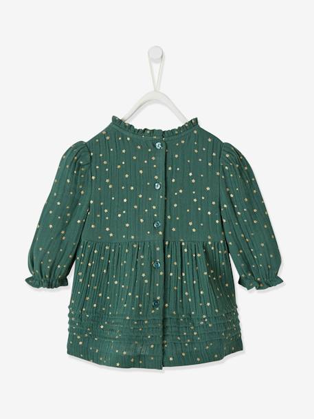 Robe bébé fille en gaze de coton ouverture décalée rouge foncé imprimé+vert foncé imprimé - vertbaudet enfant 