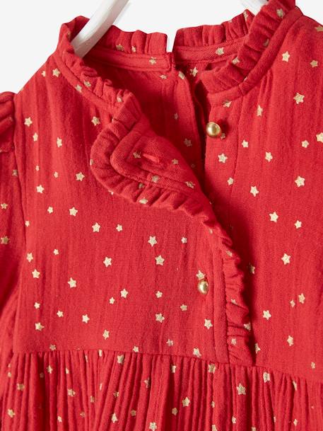Robe bébé fille en gaze de coton ouverture décalée rouge foncé imprimé+vert foncé imprimé - vertbaudet enfant 