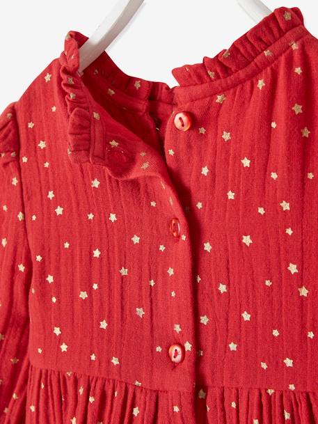 Robe bébé fille en gaze de coton ouverture décalée rouge foncé imprimé+vert foncé imprimé - vertbaudet enfant 