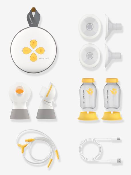 Tire-lait électrique double rechargeable Swing Maxi + 2 téterelles blanc/jaune - vertbaudet enfant 