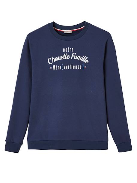 Dames sweatshirt uit onze Chouette Famille capsule collectie vertbaudet MARINEBLAUW GRIJS - vertbaudet enfant 
